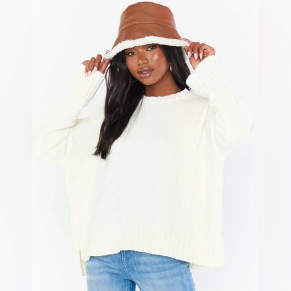 Show Me Your MuMu Sweaters - Show Me Your Mumu Oversized Jesse Sweater Cream Chenille Knit Size Small